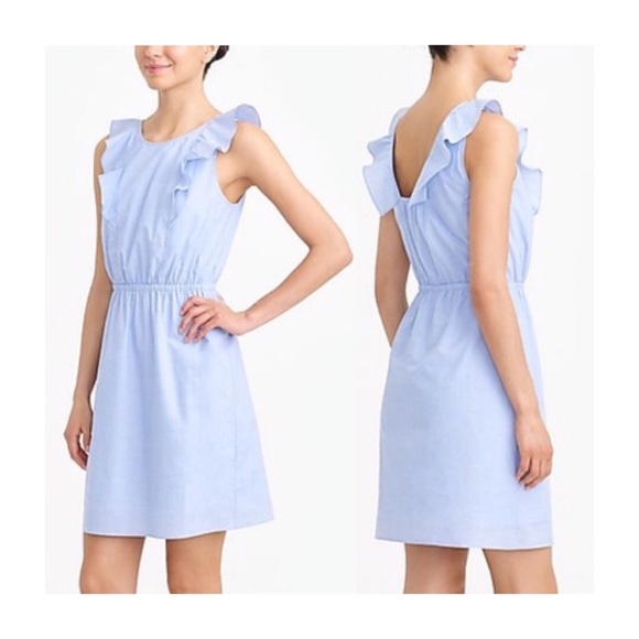 J. Crew Dresses & Skirts - J. Crew Blue Ruffle Shoulder Dress